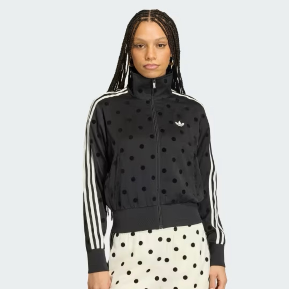 Adidas Black Satin Polka Dot Track Jacket (NWT)